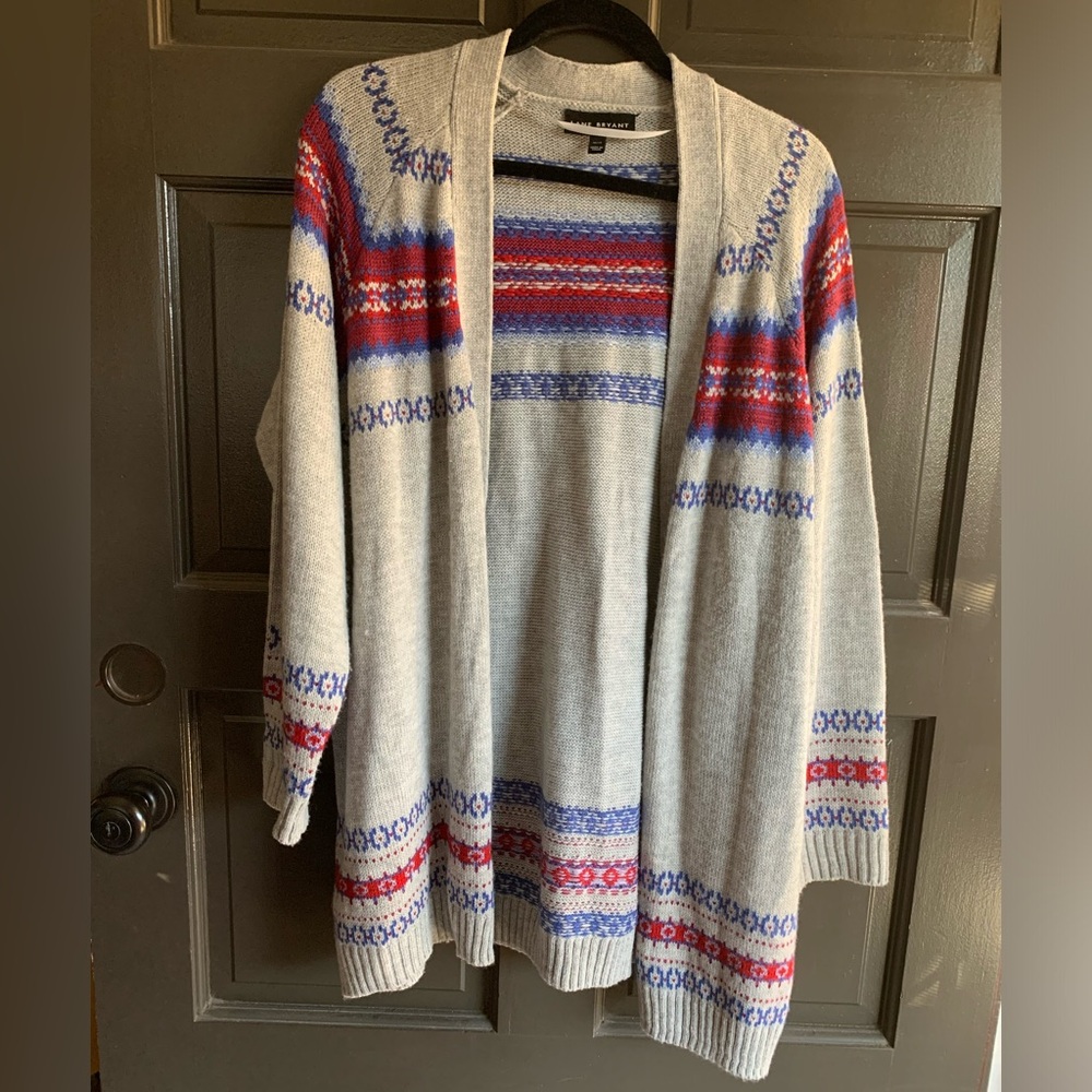 Lane Bryant  Gray W/Red & Blue Sweater, Size 10 - gently used - looks new